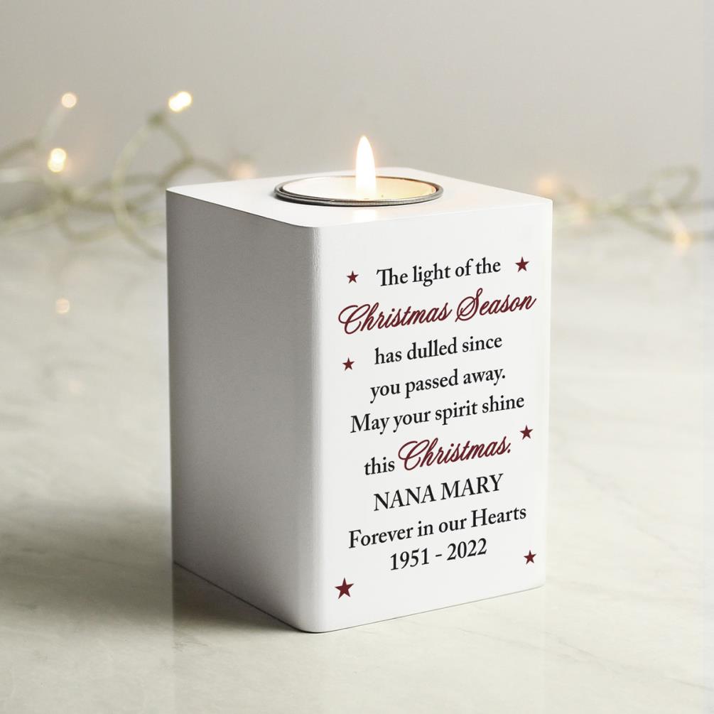 Personalised Christmas Season Memorial Wooden Tea Light Holder Extra Image 3